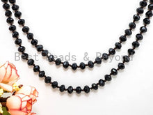 Load image into Gallery viewer, 60/36 Long Hand Knotted Black Crystal Necklace, SKU#D10