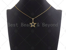 Load image into Gallery viewer, Mulicolor CZ Micro Pave Five point Star Shape Pendant, CZ Pave Star Charm, Gold Pave Star Pendant, 25mm, Sku#LK80