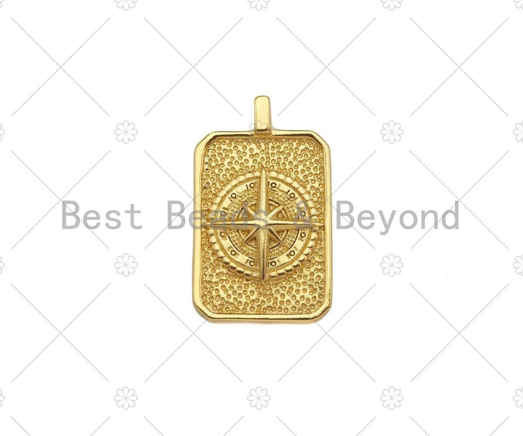 18k Dainty Gold North Star On Rectangle Shape Pendant,Gold Medallion Charm,Necklace Bracelet Charm Pendant,16x26mm,Sku#LK289