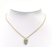 Load image into Gallery viewer, Gold CZ MOP Turquoise Night Owl Charm, Sku#L689