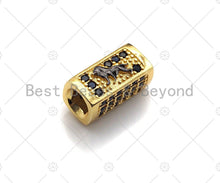 Load image into Gallery viewer, Wolf/Lion King,Tube Spacer Bead, Black CZ Pave Tube Spacer Beads for Men/Women Jewelry Making, 7x14mm, sku#ML20