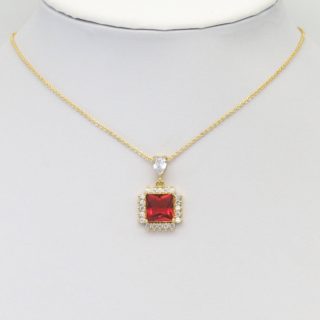 Colorful Big Square Crystal Stone Pendant Charm, Sku#LX321