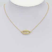 Load image into Gallery viewer, CZ Oval Double U Shape Gold Connector Charm, Sku#LK935