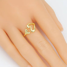 Load image into Gallery viewer, Gold Heart whale tail Adjustable Ring, Sku#LX651