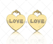 Load image into Gallery viewer, CZ Micro Pave Love Word On Heart Lock Shape Pendant/Charm, 18K Gold Filled Heart Charm, Necklace Bracelet Charm Pendant,25x28mm,Sku#LD104