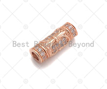Load image into Gallery viewer, CZ Micro Pave Large Hole Tube Spacer Beads Charms, Drum Barrel Beads, Clear CZ,7x18mm, Sku#C113