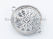 Load image into Gallery viewer, CZ Micro Pave Round Filigree flower Connector, 21x27mm,sku#A38
