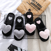Load image into Gallery viewer, Women's Love Heart Fluffy Slippers | Warm Plush Home Shoes