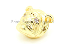 Load image into Gallery viewer, CZ Mirco Pave Dulldog Animal Head Beads, Cubic Zirconia Anim
