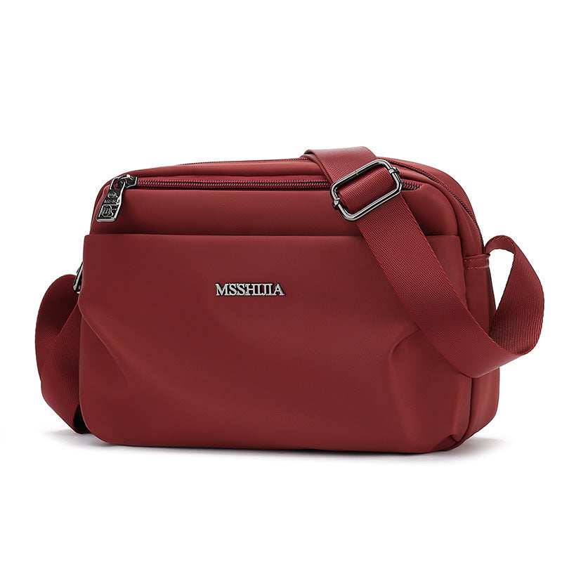 Women's Casual Multi-Compartment Crossbody Bag – Fabric Shoulder Bag with Patchwork Detail