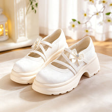 Load image into Gallery viewer, Women's Bow Platform Mary Jane Shoes | Chunky Sole Satin Pumps