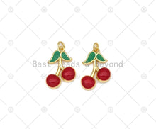 Load image into Gallery viewer, Enamel Red Cherry Shape with Green Leaf Pendant, LK475