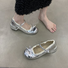 Load image into Gallery viewer, Women's French Lace Bow Mary Jane Shoes | Mid Heel Round Toe PU Leather