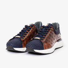 Load image into Gallery viewer, The Caesars Navy &amp; Tan Leather Men Sneaker