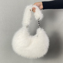 Load image into Gallery viewer, Plush Bucket Crossbody Bag – Adjustable Strap, Clasp Closure