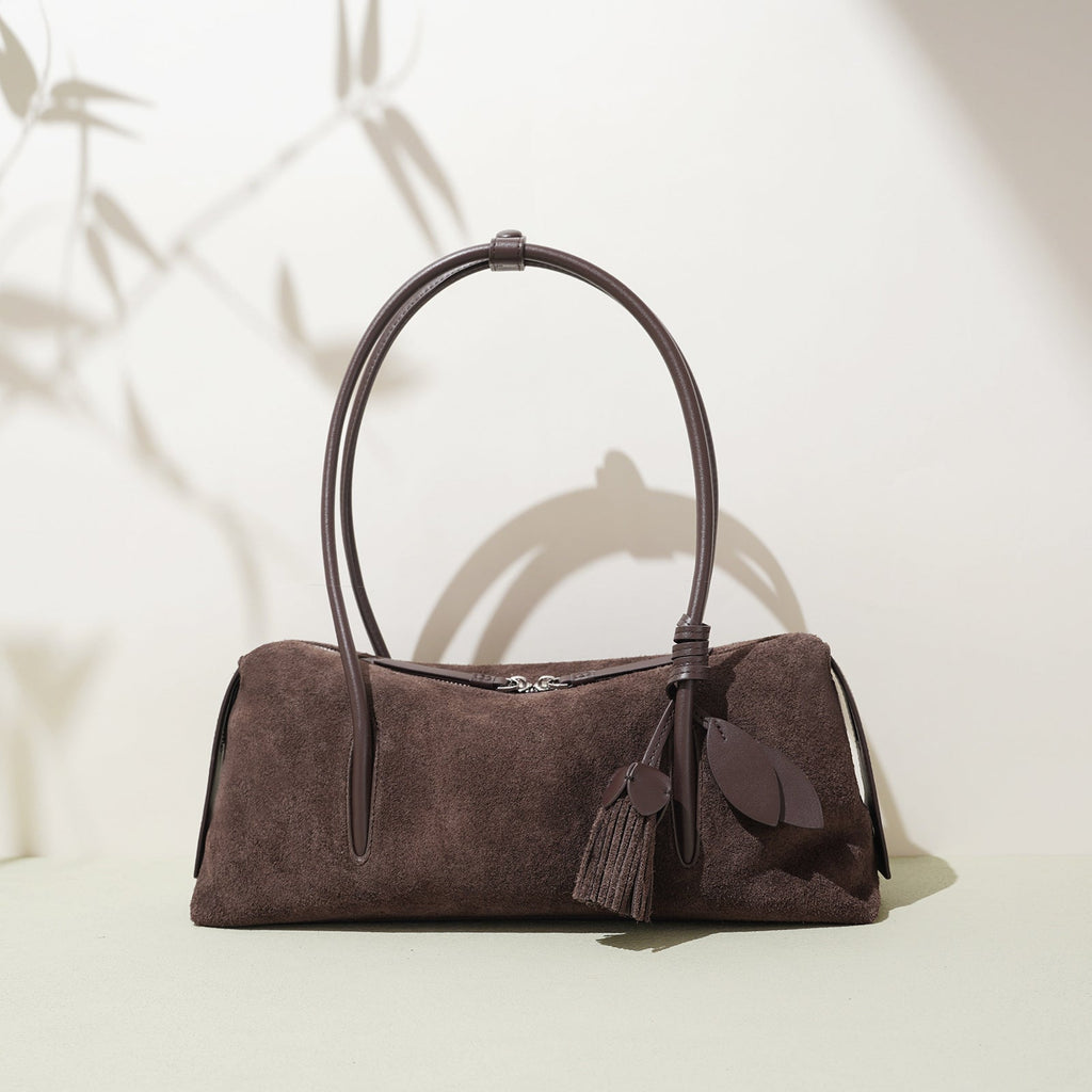 Women's Suede Leather Pillow Shoulder Bag | Minimalist Crossbody Handbag