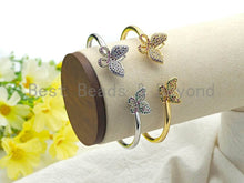 Load image into Gallery viewer, Coloful CZ Butterfly Open Cuff Bracelet, Sku#X75