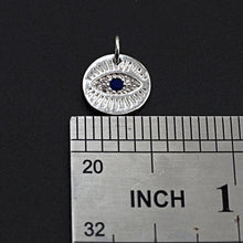 Load image into Gallery viewer, CZ Micro Pave Round Evil Eye on Disc Pendant/Charm, Z463
