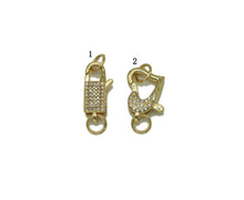 Load image into Gallery viewer, CZ Gold Lobster Oval Heart Clasp, Sku#LD299