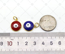 Load image into Gallery viewer, Enamel Colorful Evil Eye on Coin Shape Pendant, 18K Gold Filled Evil Eye Charm, Necklace Bracelet Charm Pendant,Sku#JL60