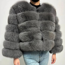 Load image into Gallery viewer, Faux Fox-fur Patchwork Thickened Warm Fur Coat