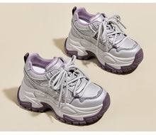 Load image into Gallery viewer, Women's Hidden Wedge Sneakers - Casual Lace-Up Leather Shoes