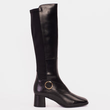 Load image into Gallery viewer, The Windsor Black Leather Knee High Women Boot