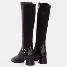 Load image into Gallery viewer, The Windsor Black Leather Knee High Women Boot