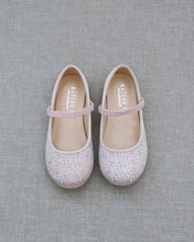 Load image into Gallery viewer, Satin Maryjane Flats with Rhinestones Embellishment