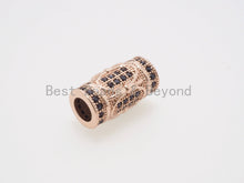 Load image into Gallery viewer, CZ Micro Pave Large hole Tube spacer beads charms/Drum barrel beads, Black CZ,15x8mm, sku#G403