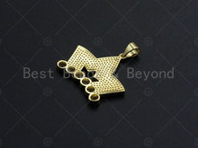 Load image into Gallery viewer, 18K Gold Micro CZ Pave King Crown Pendant, Gold Crown Charm,  Crown Beads, Jewelry Findings, 25x22mm,sku#LK44