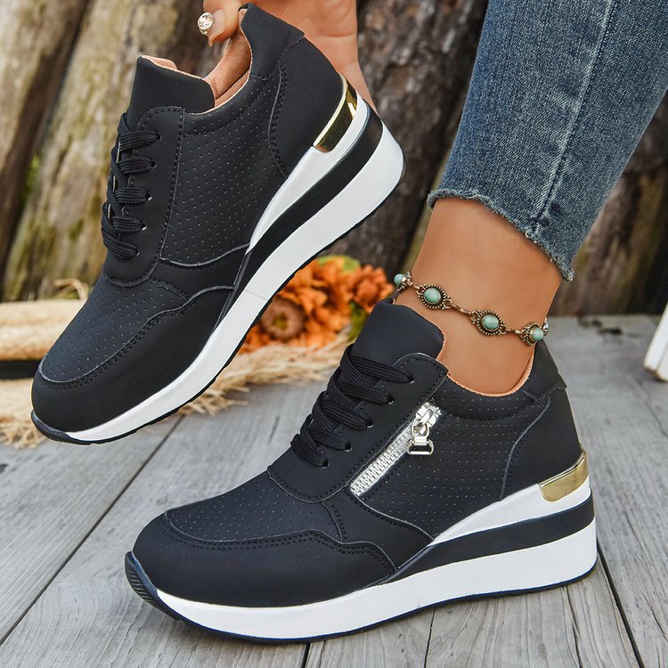 Casual Lightweight Athletic Sneakers for Women | Round Toe High-Top Sports Shoes | Blue, Black, Gray
