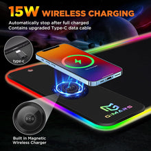 Load image into Gallery viewer, RGB Gaming Mouse Pad with 15W Qi Wireless Charging and Raised Charging Platform