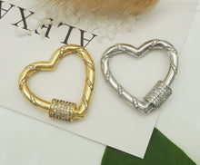 Load image into Gallery viewer, CZ Heart Screw Clasp, Sku#H334