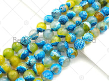 Load image into Gallery viewer, Natural Blue Yellow Fire Agate Round Faceted Beads, 8mm/10mm
