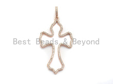 Load image into Gallery viewer, CZ Micro Pave Large Hollow out Cross Pendant/Focal, Cubic Zirconia Paved Charm, Necklace Bracelet Charm Pendant, 31x52mm,sku#F671