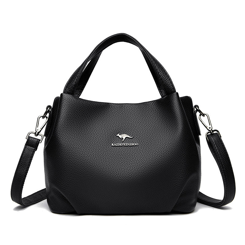 Women's High-Capacity Lychee Texture Tote Bag – Composite Cowhide Shoulder Bag