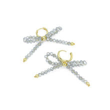 Load image into Gallery viewer, Gray Crystal Beads Bowknot Earrings, Sku#LD634