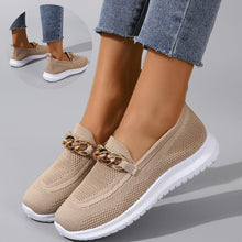 Load image into Gallery viewer, Women's Flyknit Chain-Detail Flat Sneakers | Breathable Mesh Walking Shoes