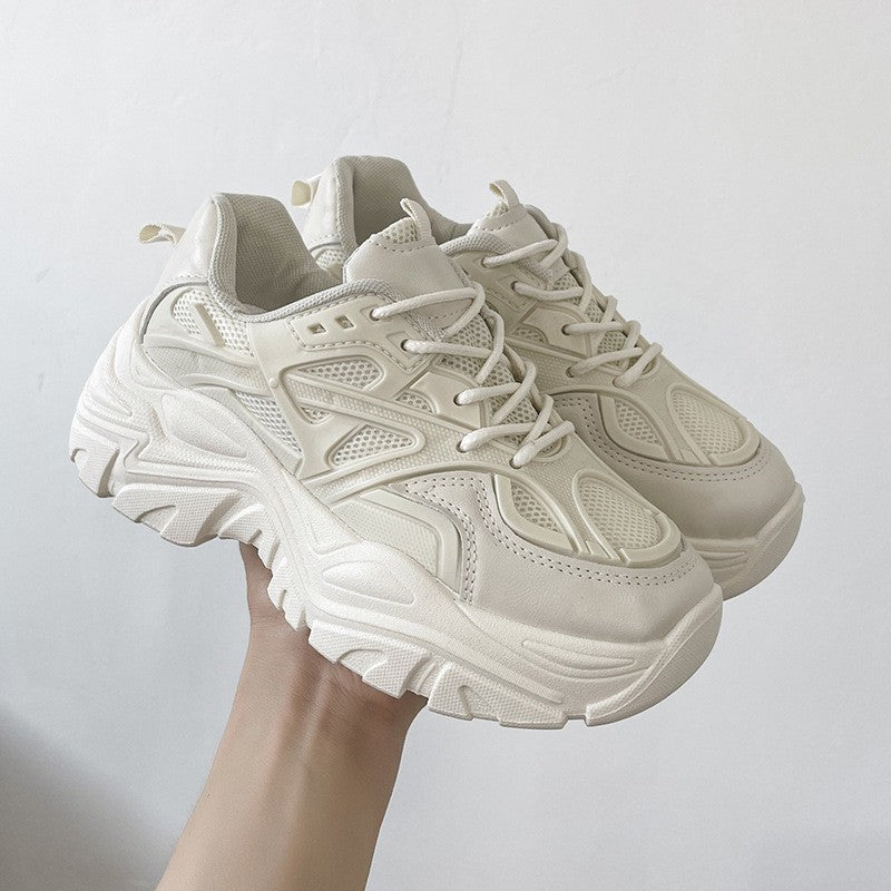 Women's Thick-Soled Breathable Platform Dad Sneakers | Chunky Heel Lace-Up Casual Shoes