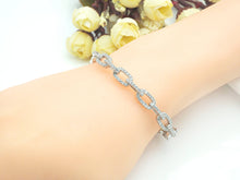 Load image into Gallery viewer, CZ Pave PaperClip Chain Link  Bracelet, LK102