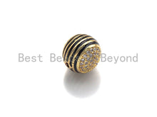 Load image into Gallery viewer, 12mm CZ Pave Curved Enamel Line Ball beads, sku#z928c