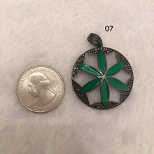 Load image into Gallery viewer, NEW DESIGN CZ Micro Pave Enamel Flower Pendant, Oil Drop Flower Pendant, Flower Enamel Pendant, Women Jewelry, 33x36mm,sku#F564