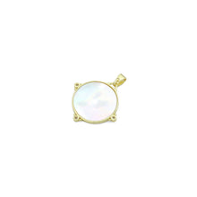 Load image into Gallery viewer, White Pearl Gold Butterfly insect On Round Coin Charm Pendant,Sku#LX876