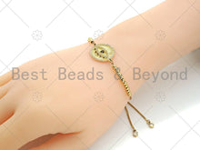 Load image into Gallery viewer, Gold Filled CZ Micro Pave Evil Eye On Round Coin Shape Connector,18K Gold Filled Connector, Necklace Bracelet Connector,22x18mm,Sku#LK351