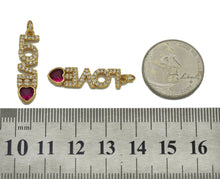 Load image into Gallery viewer, Gold Fichsia Heart CZ Love words Charm, Sku#F1498