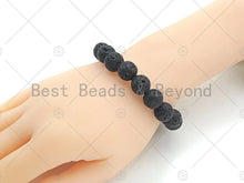 Load image into Gallery viewer, Natural Black Lava Stretchy Bracelet,SKU#EF47