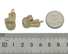 Load image into Gallery viewer, CZ Gold Love Hand Pece Hand Victory Sign Charm, Sku#LX143