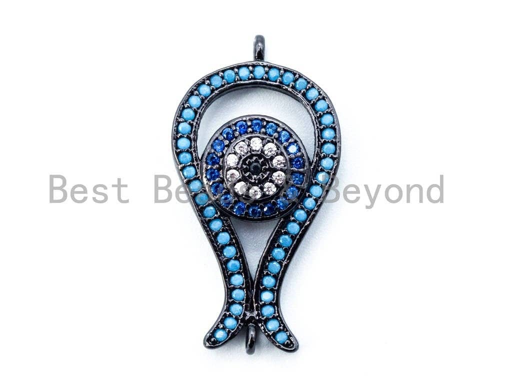 CZ Micro Pave Tulip Flower with Evil Eye Charm/Pendant,15x28mm,sku#M65