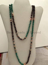 Load image into Gallery viewer, NEW Color 60 Long Hand Knotted Mixed Color Crystal Necklace Chain, Double Wrap Necklace, 5x8mm Crystal with Brass Spacer Beads, Sku#DS2